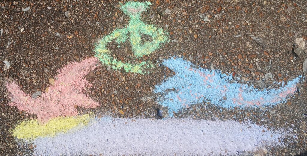Tried to draw the weather trio with chalk