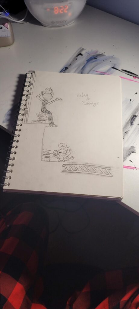 I never draw ppl so drawing Cilan from Pokémon B&W with his Pansage was a risk but it worked ig {OC}