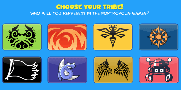 If these eight tribe from Poptropica symbols were logos for Pokémon gyms, what types would they be?