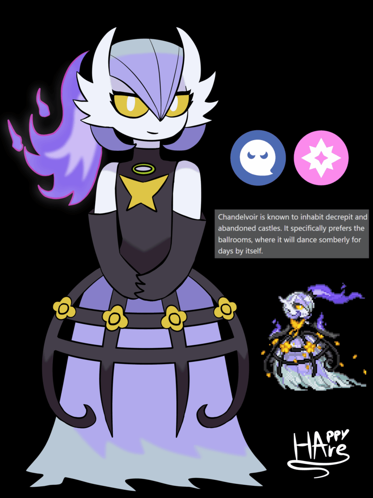 [OC] Chandelvoir fanart - Pokemon Infinite Fusion (Chandelure / Gardevoir fusion)