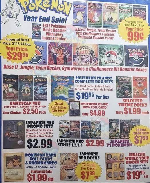 Card pricing back in the day.