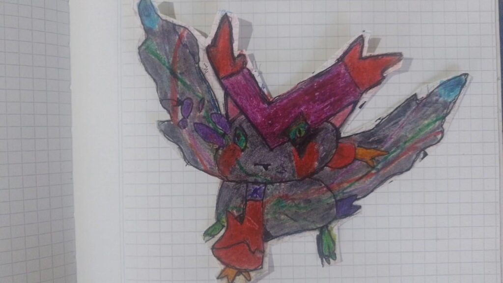 Okay, I never expected to come to this sub, but I did it for my best friend. Hey everyone, I'd like to introduce you to a Pokémon OC that my best friend made, and he asked me to post it on this subreddit to see what you all think (please be kind...).