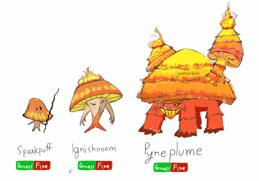 OC- fakemons. The world needs more grassfire mons