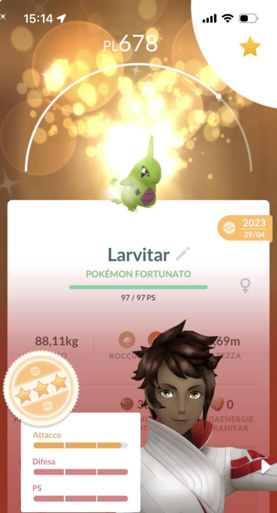 Shiny Lucky 3 Star Larvitar is insane!