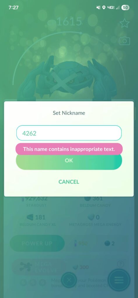 What inappropriate text?