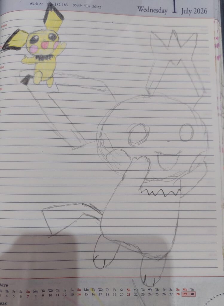 The sketch vs the finished art.