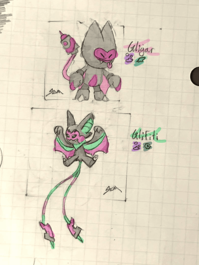 Regional Gligar & evo -- thinking of turning these into complete illustrations