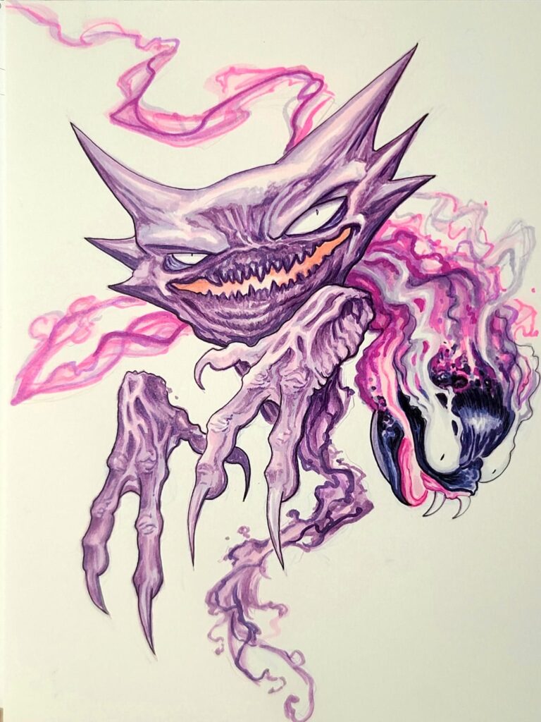 My Haunter, Gastly, + Gengar art [oc]