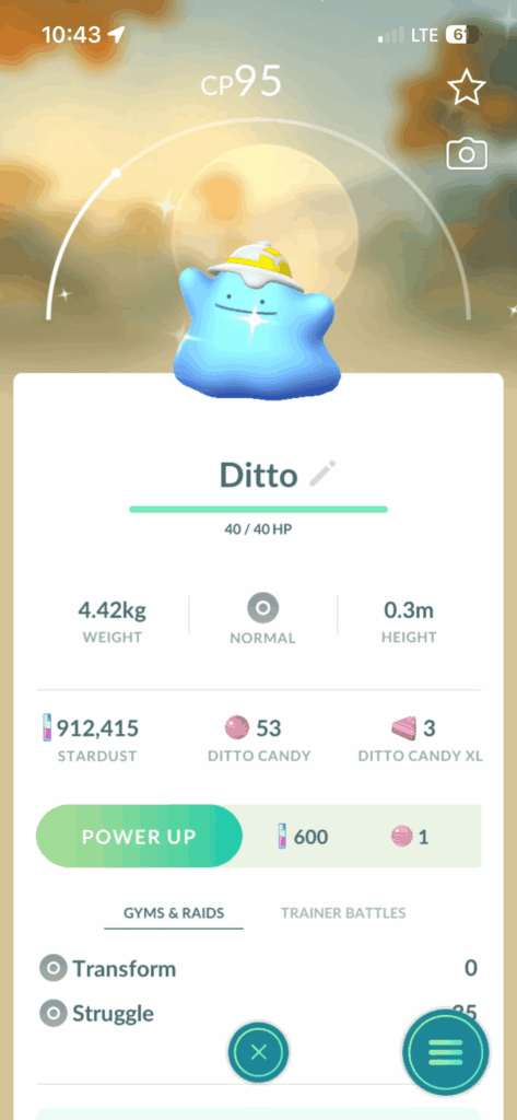 First Ditto catch of the day
