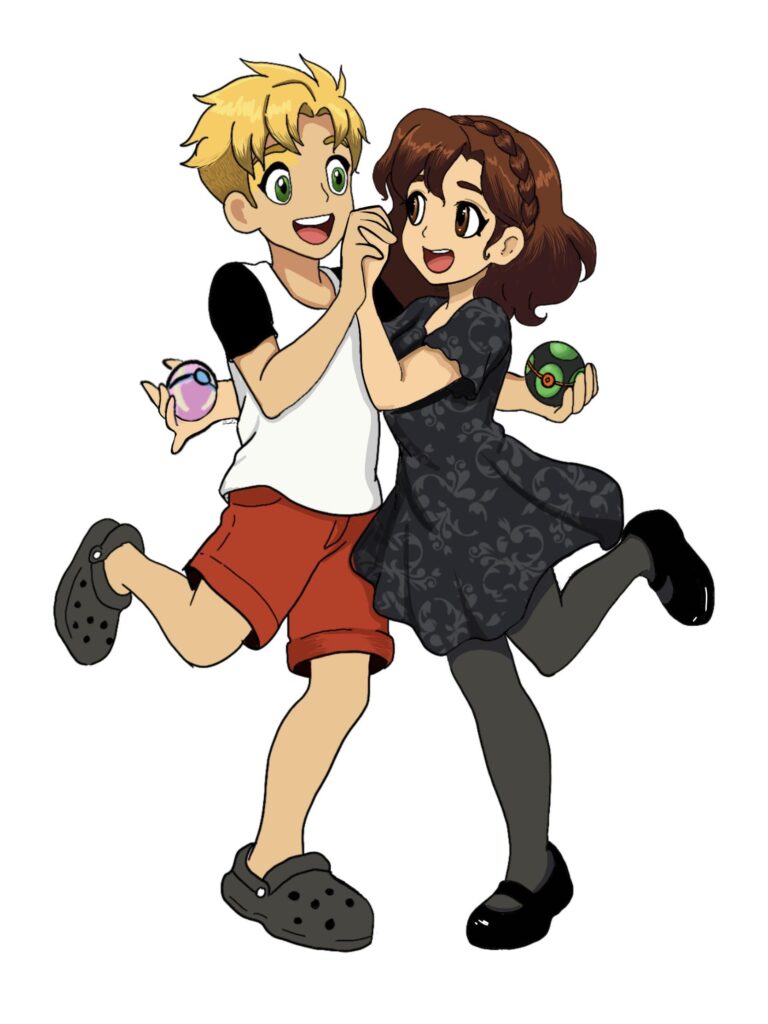 I designed me and my husband as Pokémon sprites!