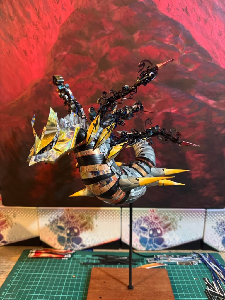 I made a Giratina sculpture, cutting a bunch of cards 🥴
