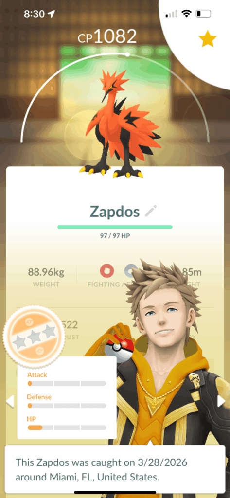 I have a almost nundo Zapdos as my first g-bird