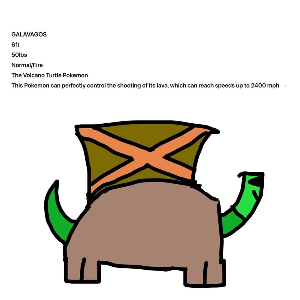 Galavgos: (1?) stage Pokémon. It uses the volcano on its back as a cannon.