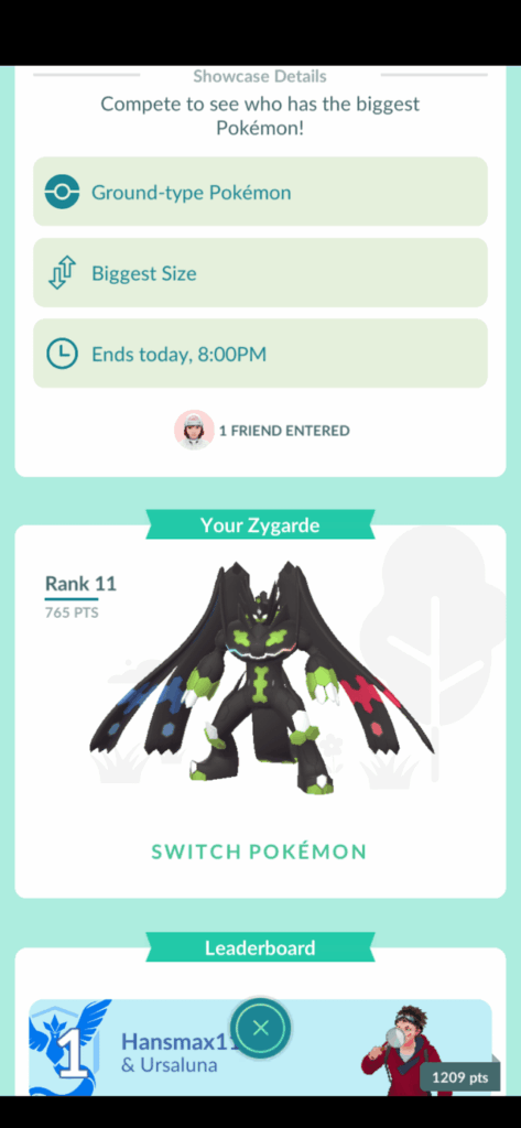 Showcase points question