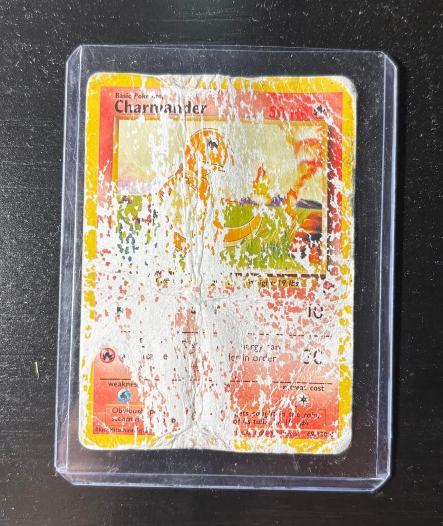 A charmander Pokemon card I found in an old box of cards