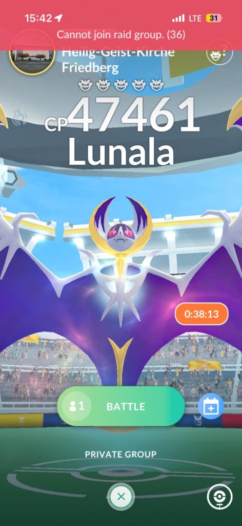 Cannot join Raid Group Error at every Lunala lobby