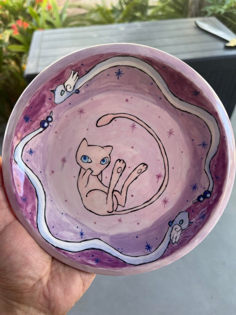 Hand painted Mew and Dragonair plate