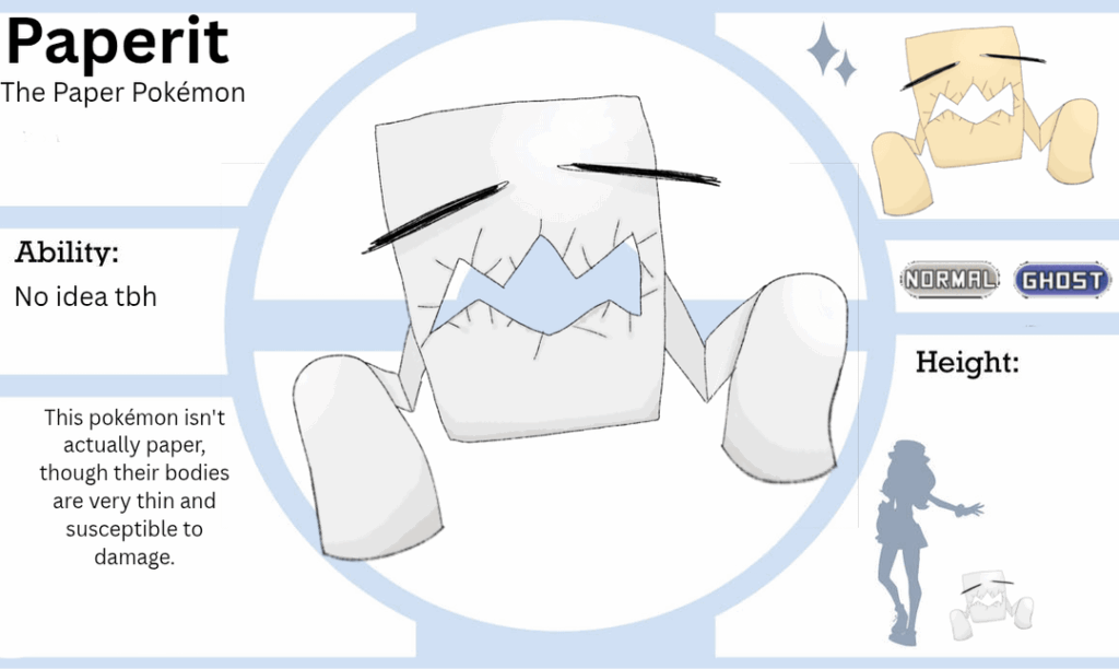 New fakemon: Paperit! (Paper + spirit)