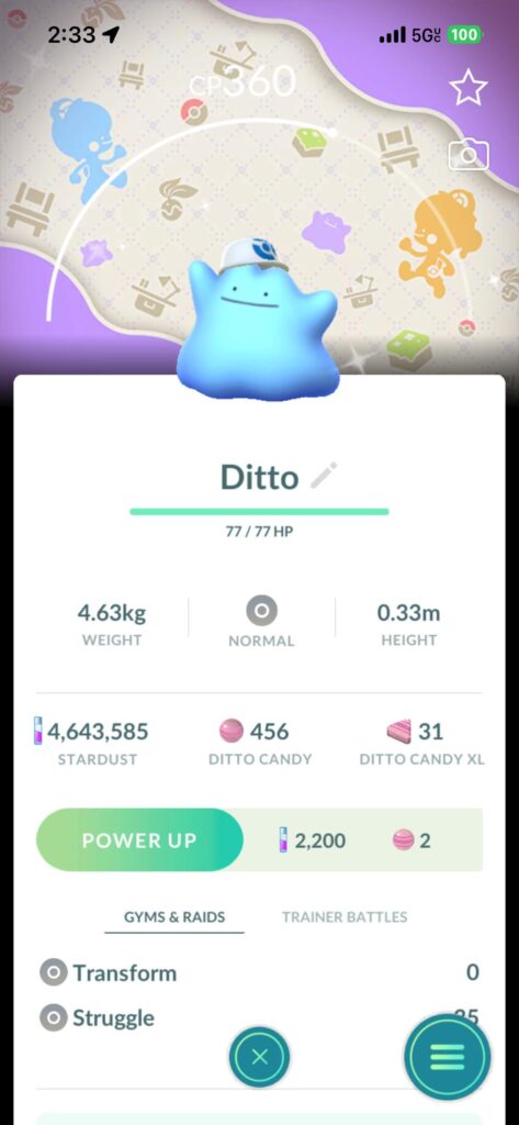 First Ditto of the event! Shiny, costume and background. Is this what everyone is getting?