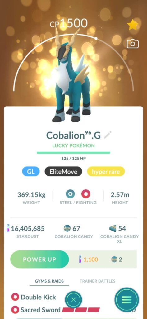 I've got a cp1500 Cobalion but can't use it in the GBL Great League, do you know why? Every answer is appreciated. 👏