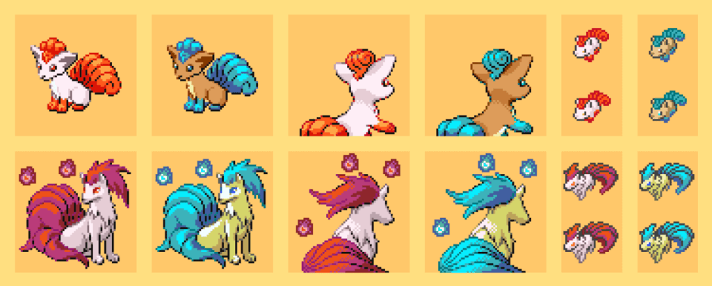 Palette swapping Vulpix and Ninetails to make Ninetails a Fire/Ghost Time