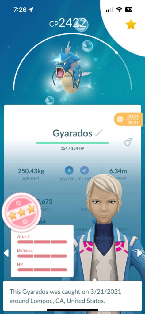 Just realized I had a hundo magikarp from 2021 and just evolved it 😂🤷‍♂️