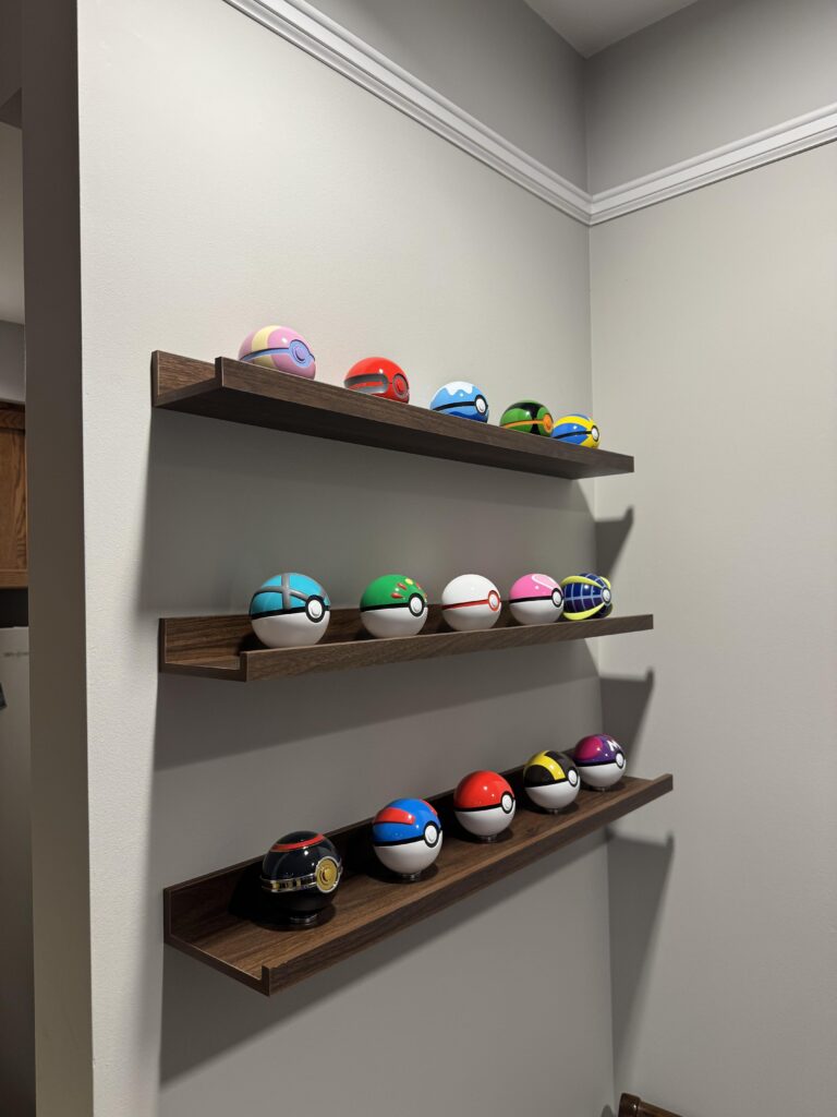 After never having the space, I’m finally displaying all my Pokéball replicas