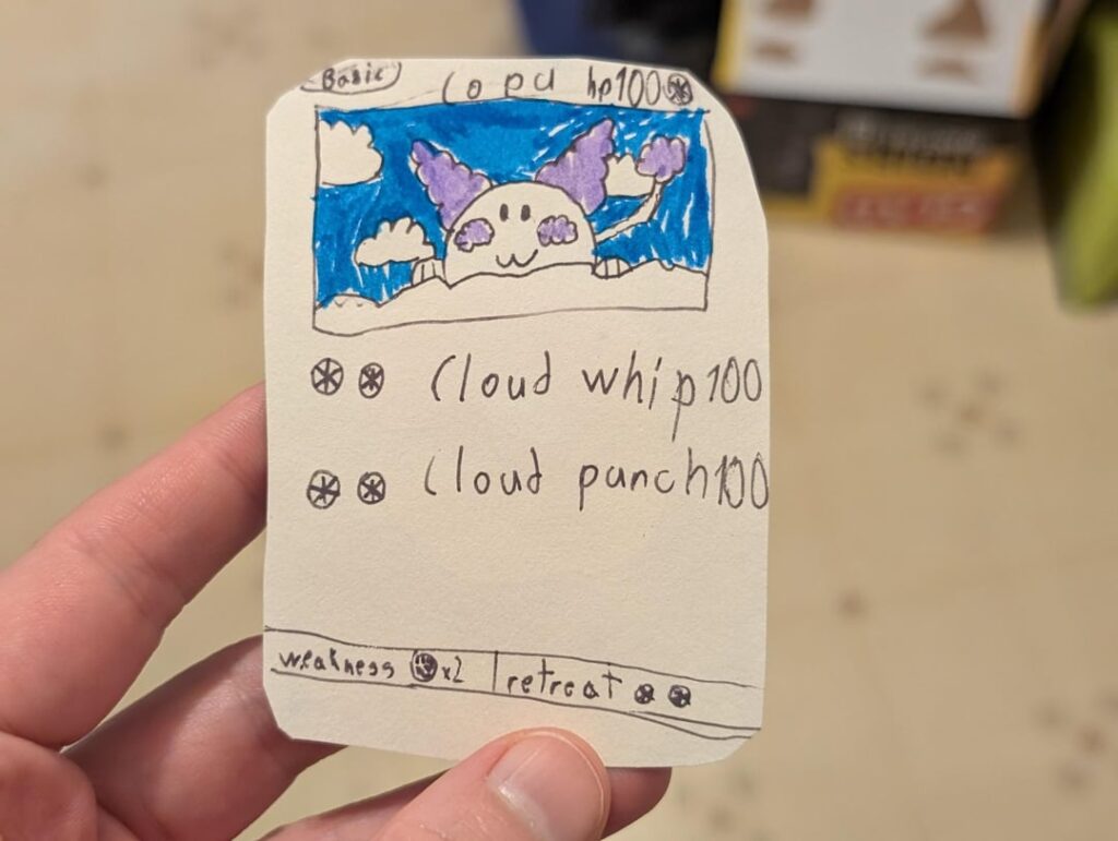 My kid (10) drew this Pokemon card