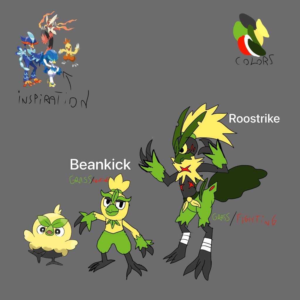My take on browt evolutions the grass starter from Pokémon Winds and waves