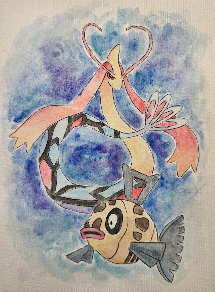 [OC] Feebas & Milotic - Watercolor