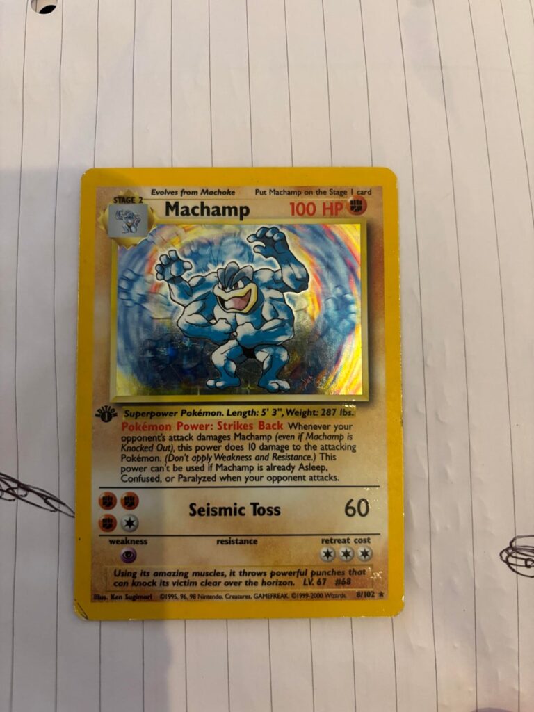 Found this Machamp in my old binder- any idea whether it’s actual base set/ shadowless/ trainer deck A?