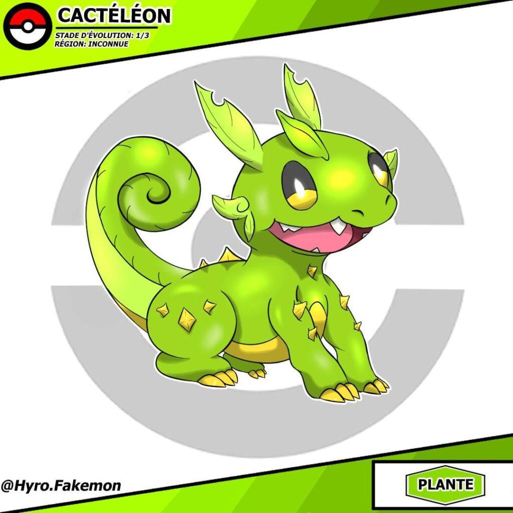 Meet my first starter Pokémon trio: Cactéléon, Chatan and Néptis ! Do you approve the design ? ✌😁