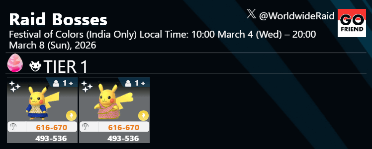 Festival of Colors (India Only)｜ Local Time: 10:00 March 4 (Wed) – 20:00 March 8 (Sun), 2026