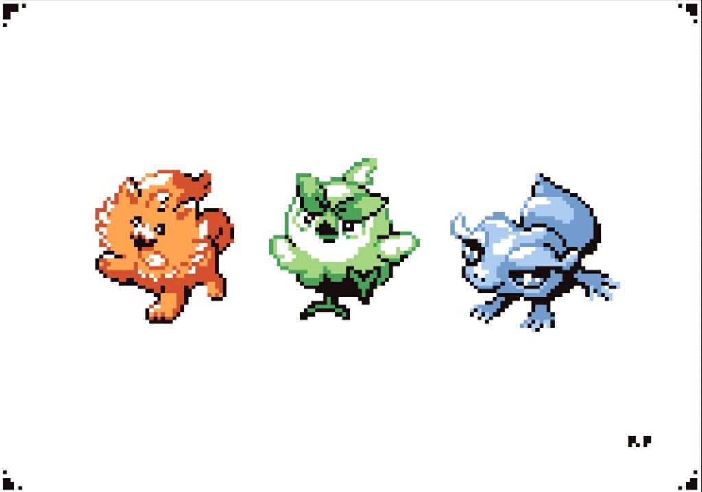 The gen 10 starters in Red/Blue style sprites (oc)