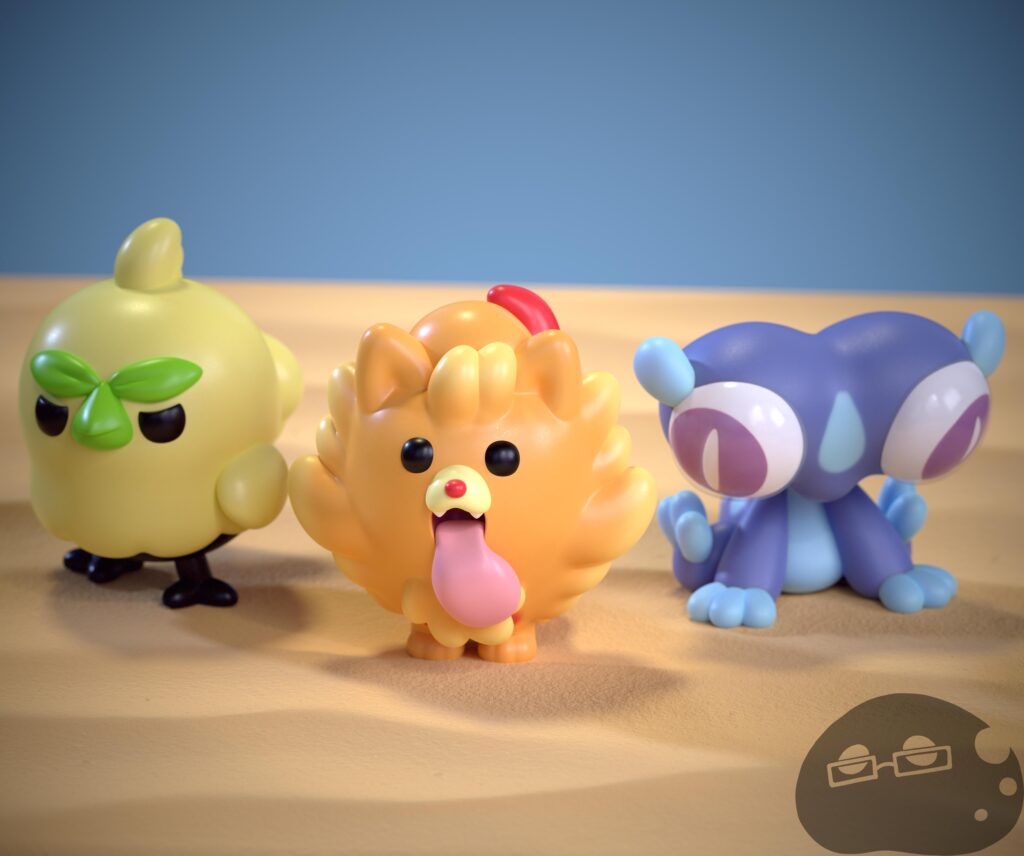 Browt, Pombon, Gecqua [OC] (3d art by me. 2d Gecqua pose/design by LazyVraptor)