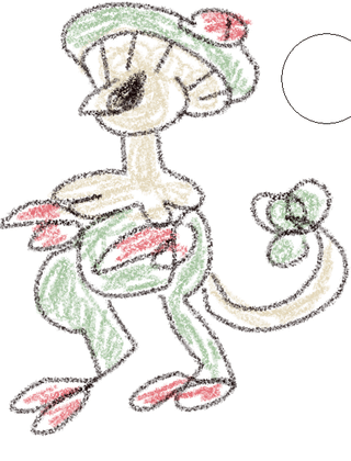 give me a pokemon, and i will make an intentionally kinda bad crayon drawing (digitally) (here are breloom and cyndaquil as examples)