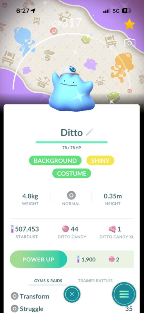 costume background shiny ditto caught in the wild