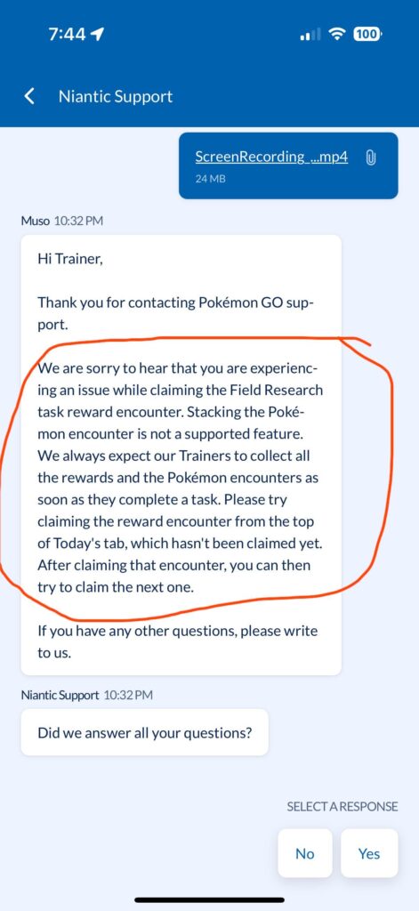 Stacking field research encounters not intended behavior?