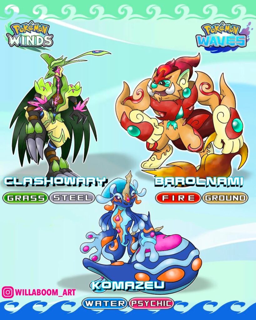 My final forms for the WiWa starters!
