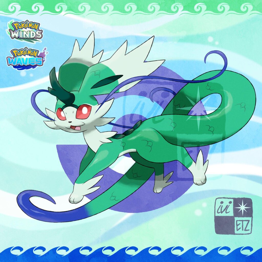 Fanmade Dragon-Type Eeveelution: Kyreon (by @ivi_etz)