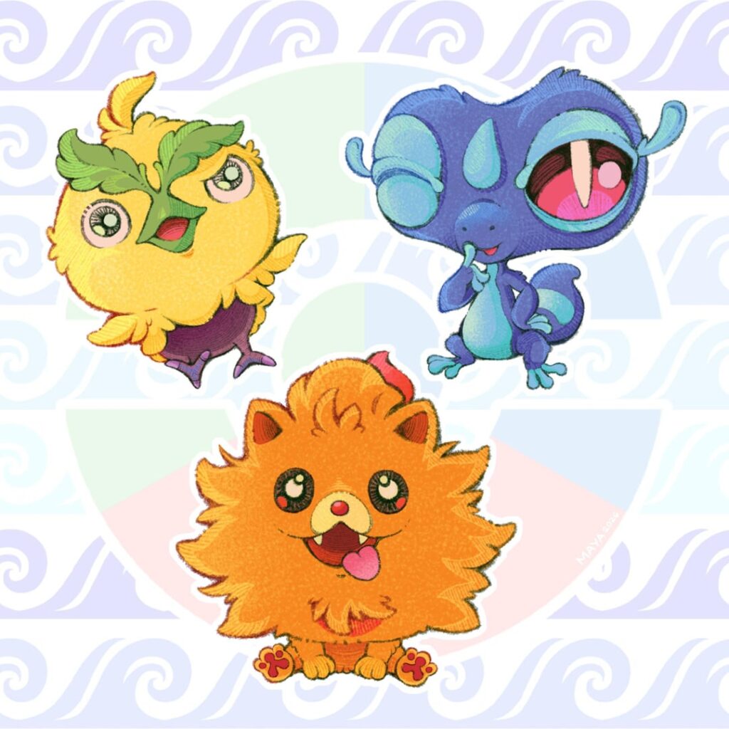 [OC] Pokemon Winds & Waves Starters 💚♥️💙