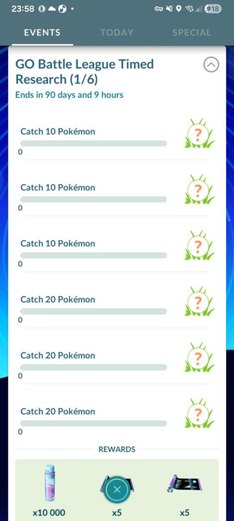 GBL timed research is now to catch pokemon