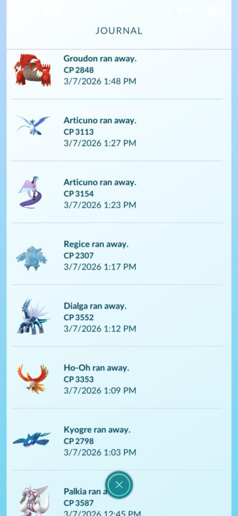 Caught 2/50 incense legendarys today