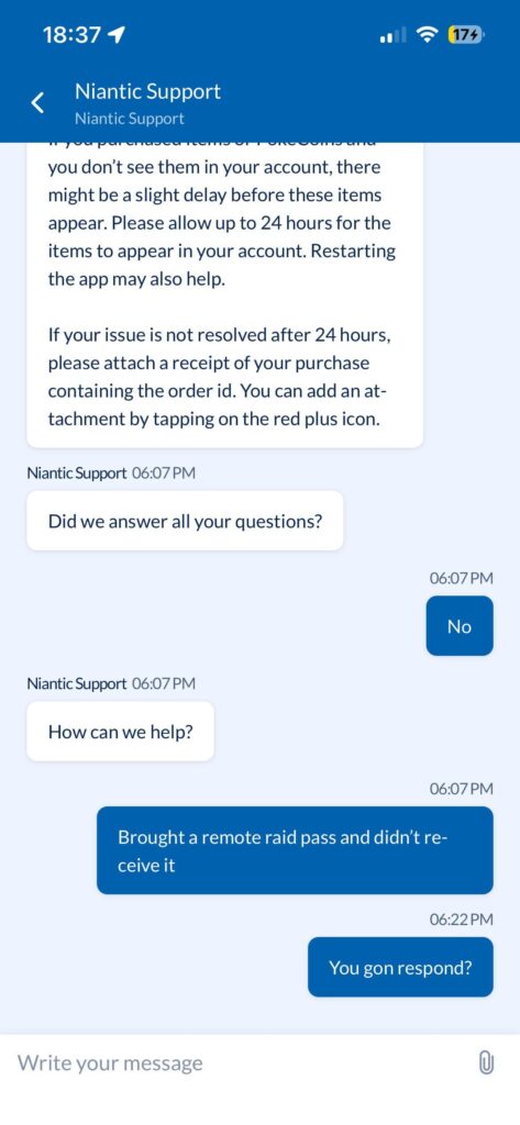 Brought a remote raid pass and never received it. Now support isn’t responding.
