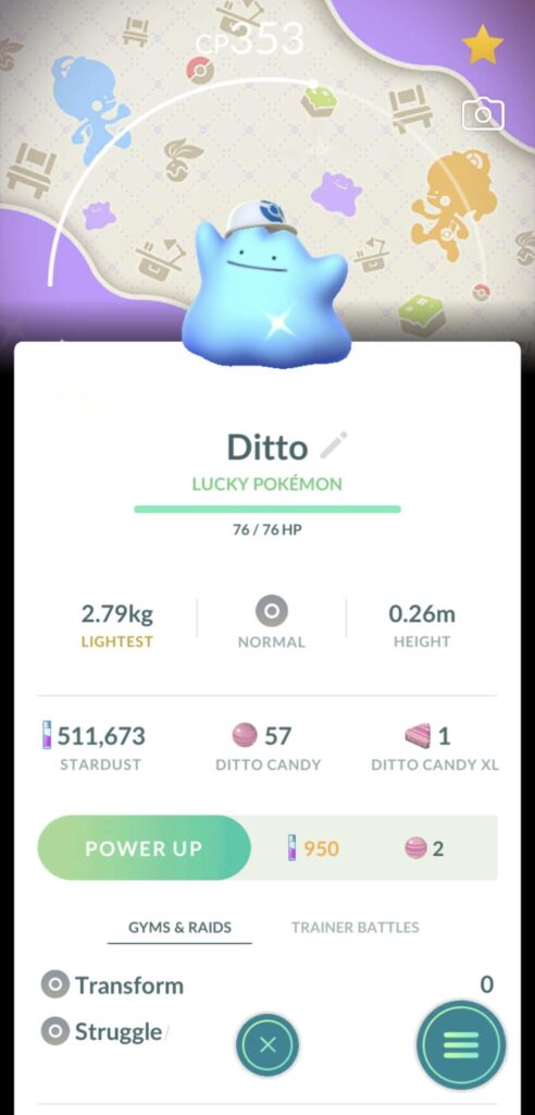 Shiny background lucky ditto!