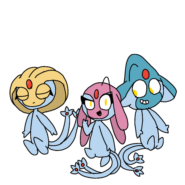 I drew all the Sinnoh Legendary/Mythical Pokemon! (+ Stylized)