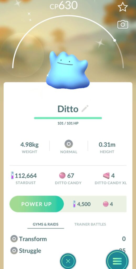 Tried catching a non-shiny Growlithe, ended up being a shiny Ditto.