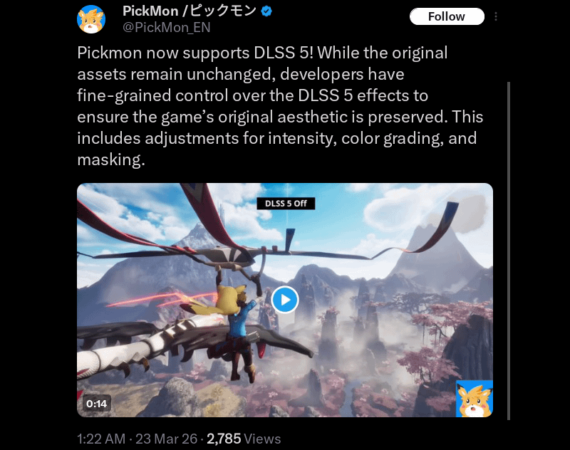 Pickmon has returned, but that's not even the funniest part... They're adding DLSS 5 to the game too, it's like combining two piles of slop into one.