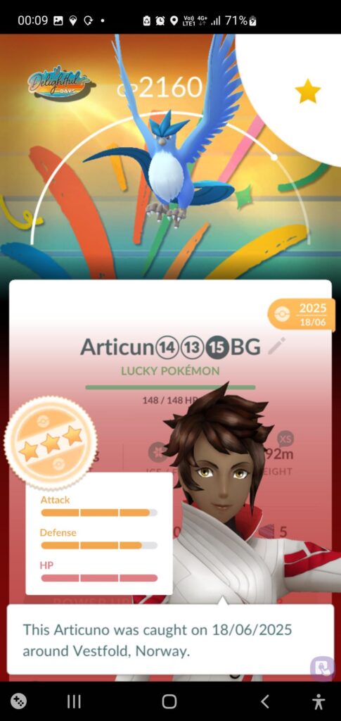 Some random dude on my friends list I never traded with before gave me lucky trinket out of nowhere so I went in and all he had was articuno to trade! Well lucky for him I had ONE 1 star one from the wild. Kinda worth the trade no? I'm so Insanely happy 😁What an upgrade.. Stop sleeping on trading!!