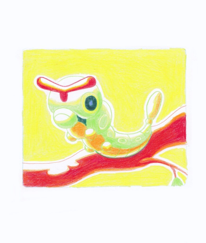 I drew Caterpie (Colored Pencil on Paper) (OC)